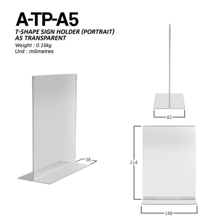 Standard Acrylic Sign Holder A5 Portrait Botak Sign Pte Ltd